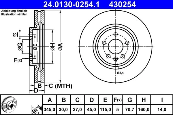 Тормозной диск ATE 24.0130-0254.1 1440103273 LD EKDW