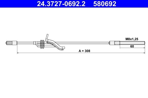 Тросик, cтояночный тормоз ATE USUJ F 1440103413 24.3727-0692.2 изображение 0