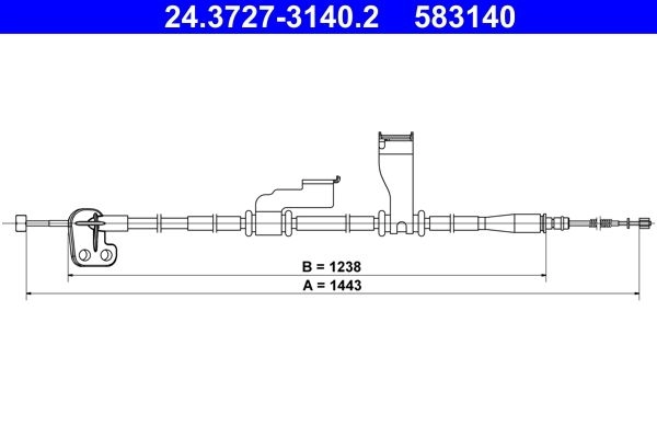 Тросик, cтояночный тормоз ATE 1440103436 24.3727-3140.2 6LIB QGQ изображение 0