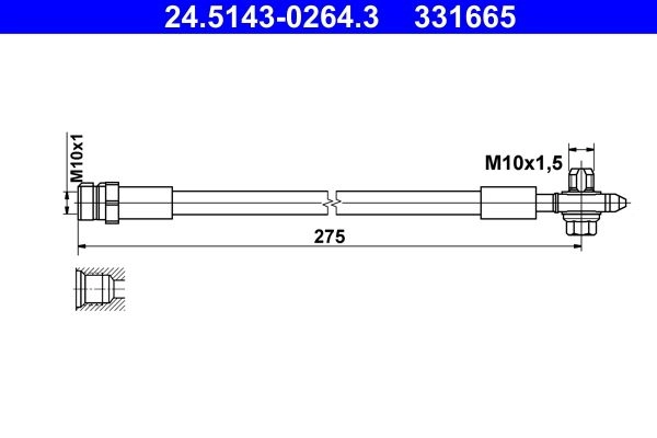 Тормозной шланг ATE 24.5143-0264.3 R68 V0 1440103476