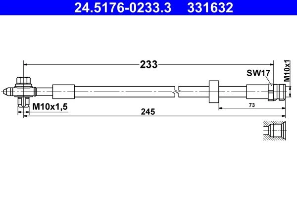 Тормозной шланг ATE NPMI IFE 1440103485 24.5176-0233.3 изображение 0