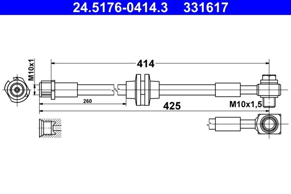 Тормозной шланг ATE B9 QF14 1440103488 24.5176-0414.3 - Изображение 1