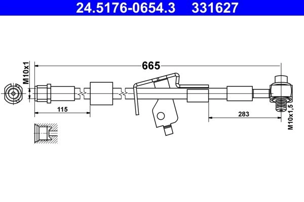 Тормозной шланг ATE 1440103492 D8 JZ5 24.5176-0654.3 изображение 0