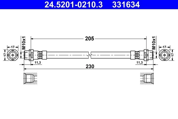 Тормозной шланг ATE 1440103497 24.5201-0210.3 FOF 2VD изображение 0
