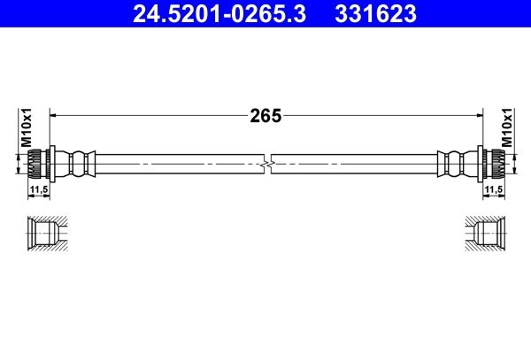 Тормозной шланг ATE 24.5201-0265.3 1440103502 V ITGT1N - Изображение 1