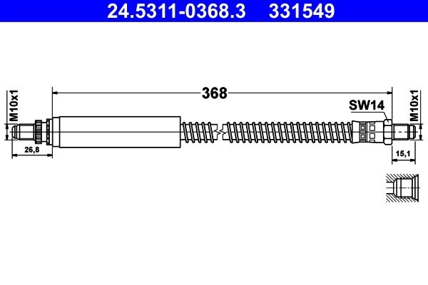 Тормозной шланг ATE 1440103525 T7 V8GO 24.5311-0368.3