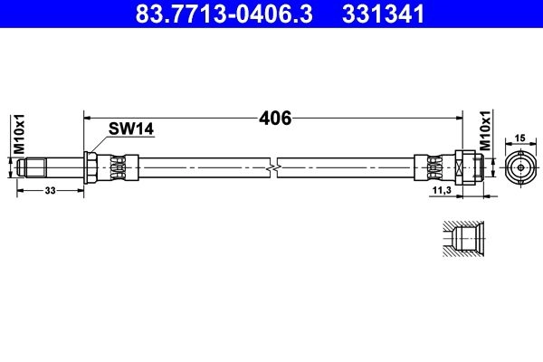 Тормозной шланг ATE 83.7713-0406.3 9SDAM 4 1440103560 изображение 0