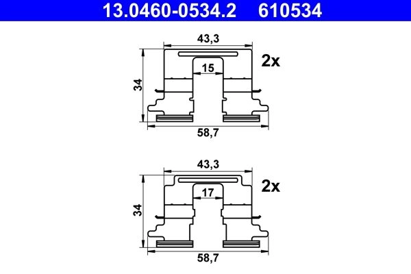 Комплектующие, колодки дискового тормоза ATE 1440103644 HQK0A A 13.0460-0534.2 - Изображение 1