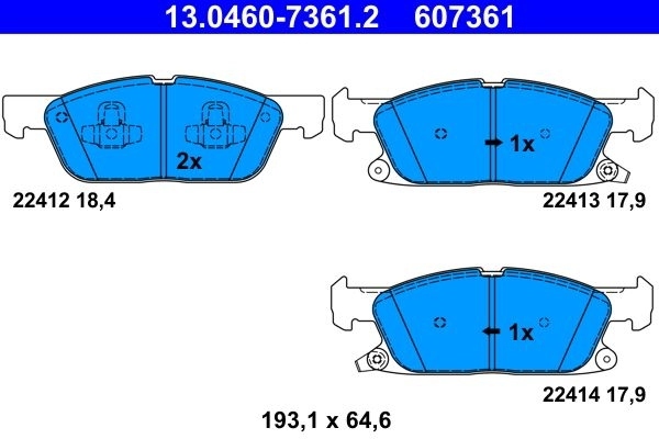 Тормозные колодки дисковые ATE 13.0460-7361.2 1439857637 NO RYNW5