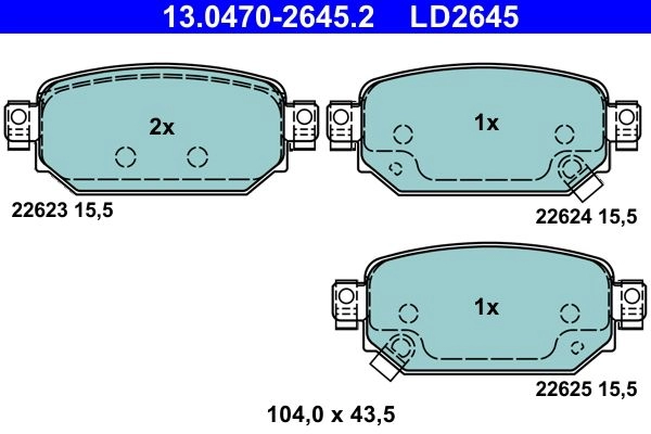 Тормозные колодки дисковые ATE 7 KGX1WC 13.0470-2645.2 1439857644