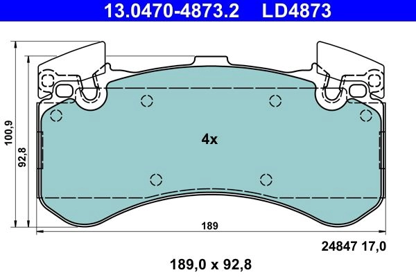 Комплект тормозных колодок, дисковый тормоз ATE D1QY P9 1440103656 13.0470-4873.2 изображение 0