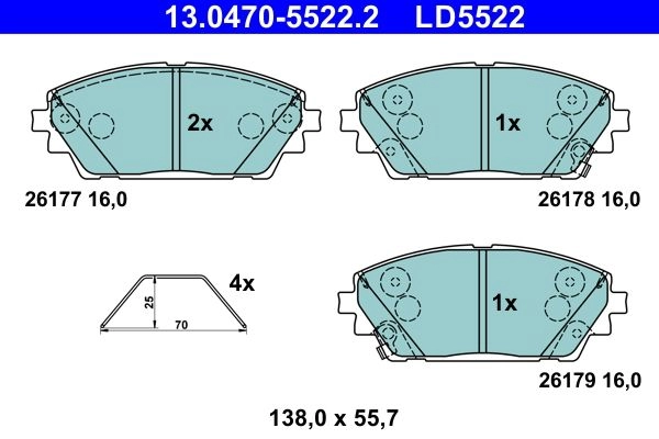 Тормозные колодки дисковые ATE 1439857664 V330 C 13.0470-5522.2 изображение 0
