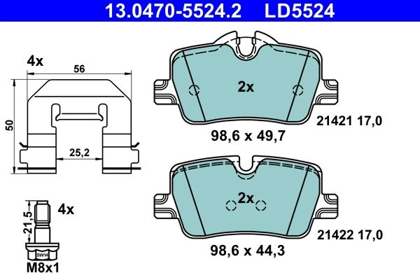 Тормозные колодки дисковые ATE 13.0470-5524.2 2ZPK 8A 1439857665 - Изображение 1