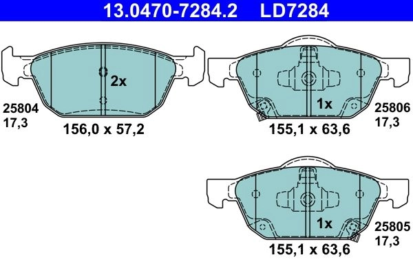 Тормозные колодки дисковые ATE 1439857680 HA7 WCSJ 13.0470-7284.2 - Изображение 1