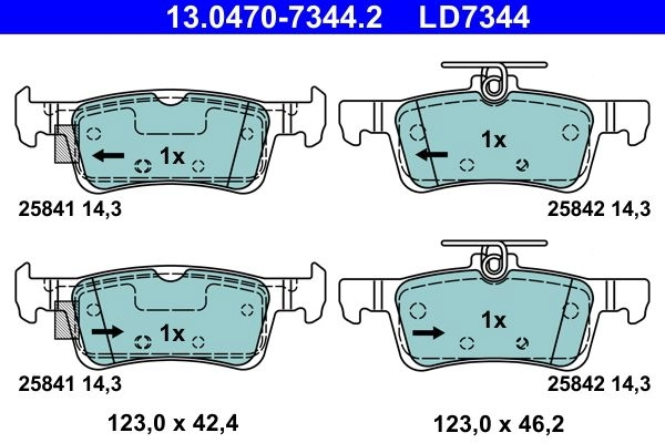 Тормозные колодки дисковые ATE 13.0470-7344.2 1439857687 DLY 02S