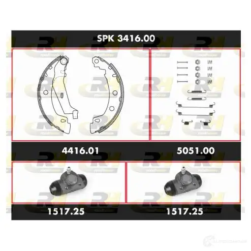 Тормозные колодки и цилиндры ROADHOUSE XZ5NVA2 1463054 SPK 3416.00 SSX34160 0 изображение 0