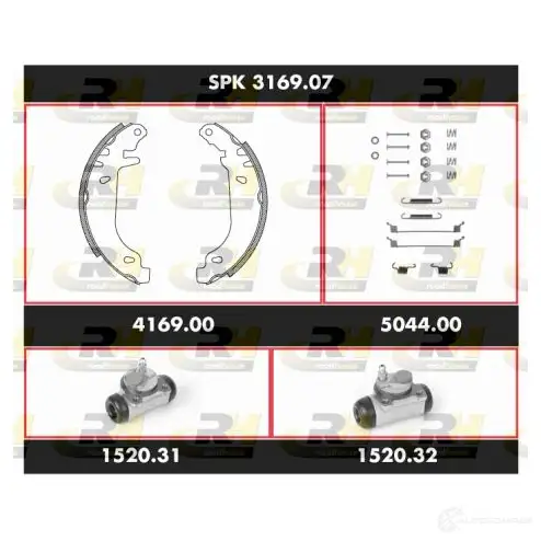 Тормозные колодки и цилиндры ROADHOUSE W6WF3F1 1462996 SSX31690 7 SPK 3169.07 изображение 0