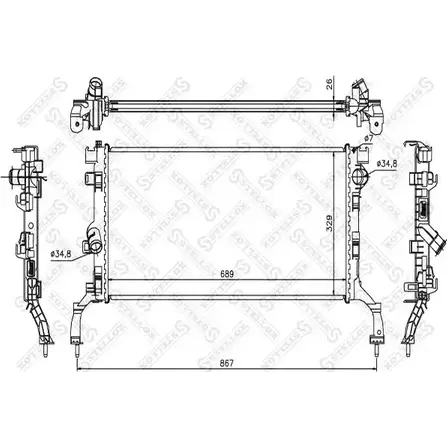 Радиатор охлаждения двигателя STELLOX QWP08 3599566 G2B92 UQ 10-26158-SX