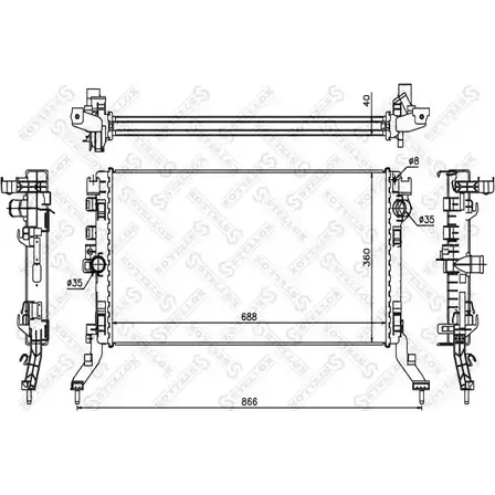 Радиатор охлаждения двигателя STELLOX K362S69 X3UJ SQ 3599576 10-26168-SX