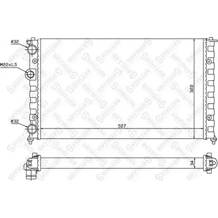 Радиатор охлаждения двигателя STELLOX 3599631 YTO2B EE2 62O 10-26223-SX изображение 0