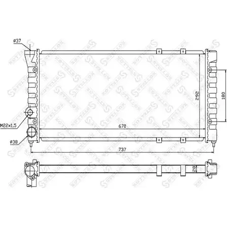 Радиатор охлаждения двигателя STELLOX R44GRJC 10-26657-SX 3600060 V7G 4W6