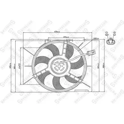 Вентилятор радиатора двигателя STELLOX W YJV6F 29-99307-SX 3607762 2I5DZC изображение 0