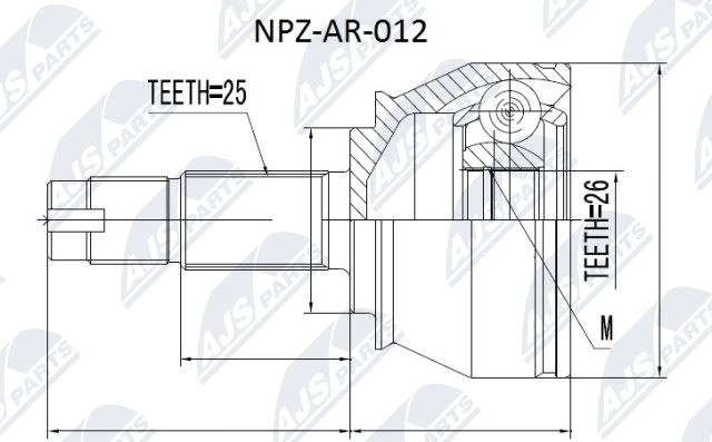 Шрус граната NTY NPZ-AR-012 Z O4QBK 1440396280 - Изображение 1
