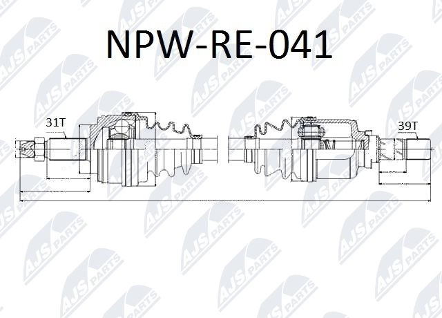 Приводной вал NTY NPW-RE-041 1440421926 JL0H P изображение 0