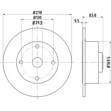 Тормозной диск HELLA PAGID L6DHX 53 902 8DD 355 100-101 3722129 изображение 0