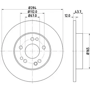 Тормозной диск HELLA PAGID 5210 7 8DD 355 100-921 C4LDS 3722211 изображение 0