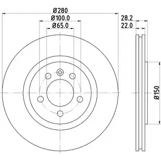 Тормозной диск HELLA PAGID 5393 7 8DD 355 102-741 3722393 LZWK3D изображение 0