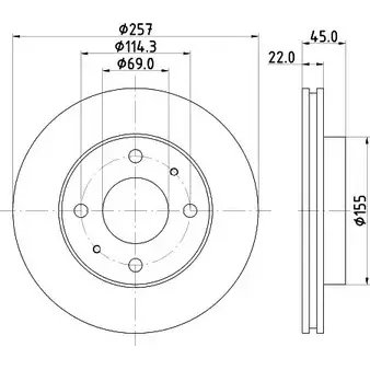 Тормозной диск HELLA PAGID 3722448 U3NIY 51 202 8DD 355 103-291