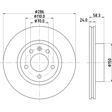 Тормозной диск HELLA PAGID 52425PR O 3722491 T0W22C 8DD 355 103-721 изображение 0