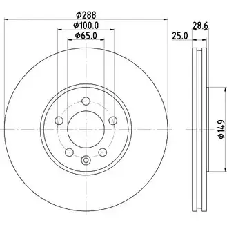 Тормозной диск HELLA PAGID 3722552 5 3945 8DD 355 104-331 V88D0LC изображение 0