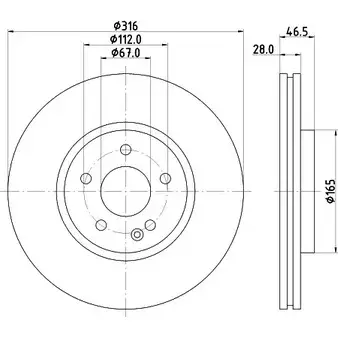 Тормозной диск HELLA PAGID 8DD 355 104-341 4MUBT 52 138 3722553 изображение 0