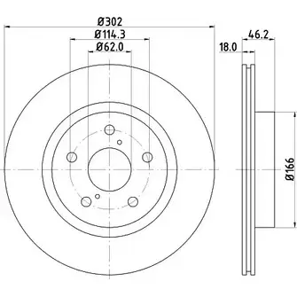Тормозной диск HELLA PAGID 8DD 355 106-261 3722745 5364 6 P7BNWU
