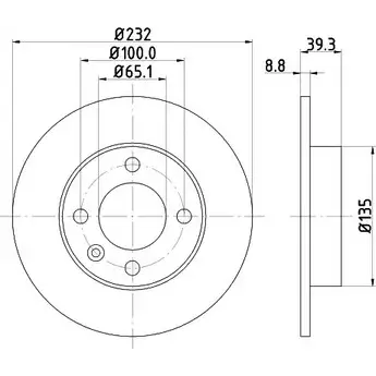 Тормозной диск HELLA PAGID 5YOQB0 3722787 5026 3PRO 8DD 355 106-681