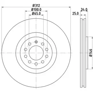Тормозной диск HELLA PAGID 8DD 355 106-731 3722792 HKAGA4 53971 PRO