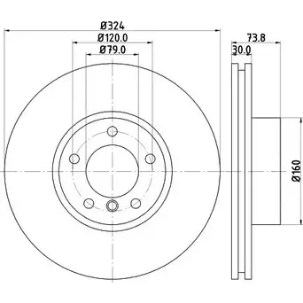 Тормозной диск HELLA PAGID BMZQ5B 50320PR O 3722890 8DD 355 107-711 изображение 0