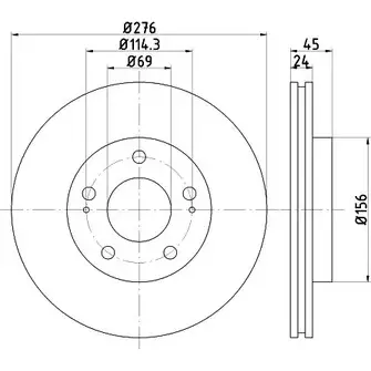 Тормозной диск HELLA PAGID 3722938 8DD 355 108-191 D5EJC8 50 356 изображение 0