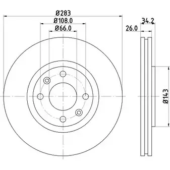 Тормозной диск HELLA PAGID 8DD 355 108-361 3722955 XITTE 5036 5 изображение 0