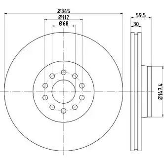 Тормозной диск HELLA PAGID UHADAC7 54 125 3722967 8DD 355 108-481 изображение 0