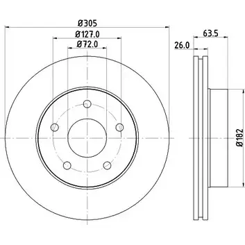 Тормозной диск HELLA PAGID 8DD 355 108-601 U28IT 5413 6 3722979 изображение 0