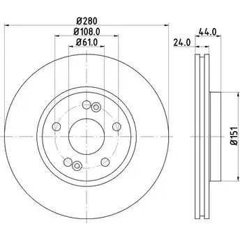 Тормозной диск HELLA PAGID QG3CU8N 8DD 355 108-631 54138PR O 3722982 изображение 0