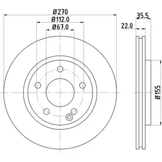 Тормозной диск HELLA PAGID 5424 5 8DD 355 110-221 3723140 XI07EH изображение 0