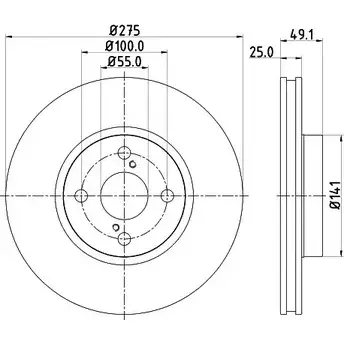 Тормозной диск HELLA PAGID NIN97 5426 0 3723162 8DD 355 110-441