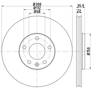 Тормозной диск HELLA PAGID 85JE4RO 8DD 355 111-821 5 4371 3723300 изображение 0