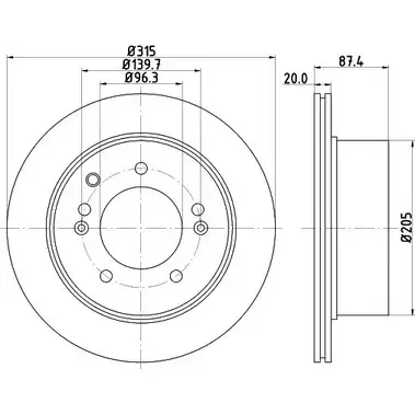 Тормозной диск HELLA PAGID 54 474 1V79M 3723400 8DD 355 112-821