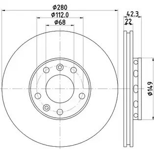 Тормозной диск HELLA PAGID 545 22 3723450 GI5K0DW 8DD 355 113-321