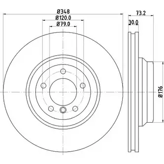 Тормозной диск HELLA PAGID 54 553 8BH7W1X 3723470 8DD 355 113-521 изображение 0